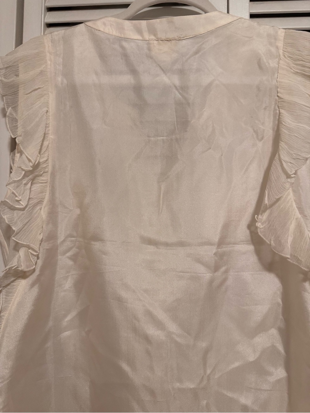 GAT RIMON Cream Ruffled Sleeveless Button-Front Silk Top - Picture 8 of 8